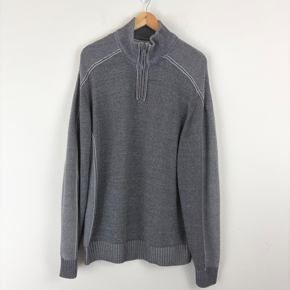 Gorpcore BKE Athletic Fit Mens XL Gray Quarter Zip Textured Knit Sweater